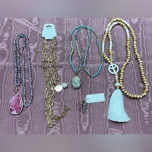 Fashion Jewelry Necklace Peace Pendant, Beaded Necklaces Ring NWT, NWOT 5-pieces